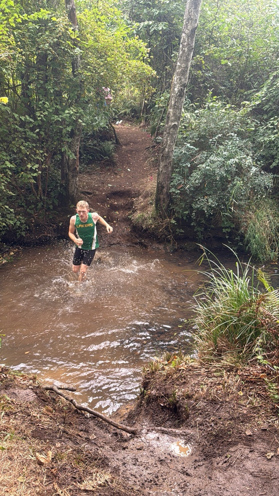 Tristen crossing one of three creek sections