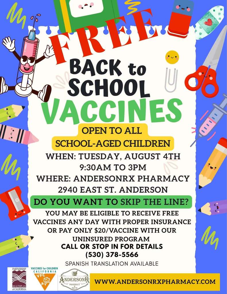 Anderson Pharmacy Vaccine Clinic Flyer 8-4-26