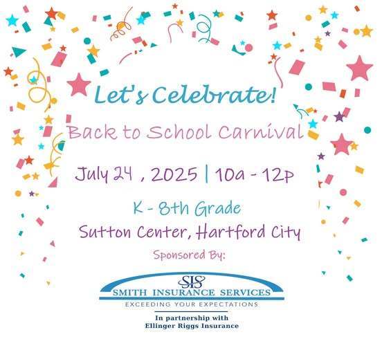 Back to School Carnival July 24 from 10-12