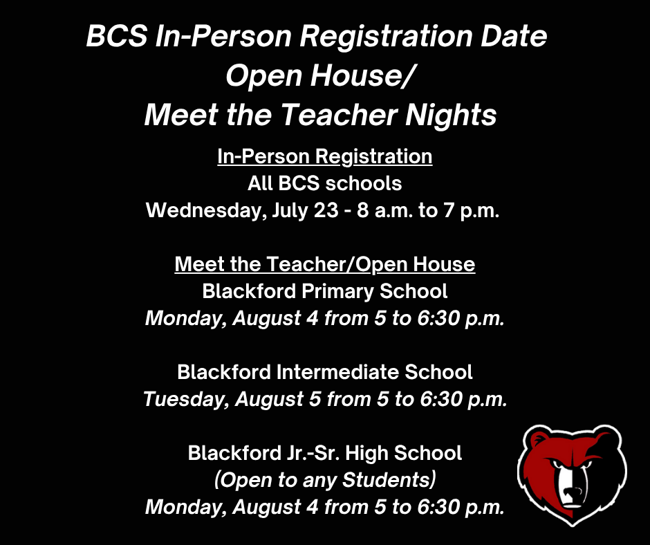 Back to School Open House Dates