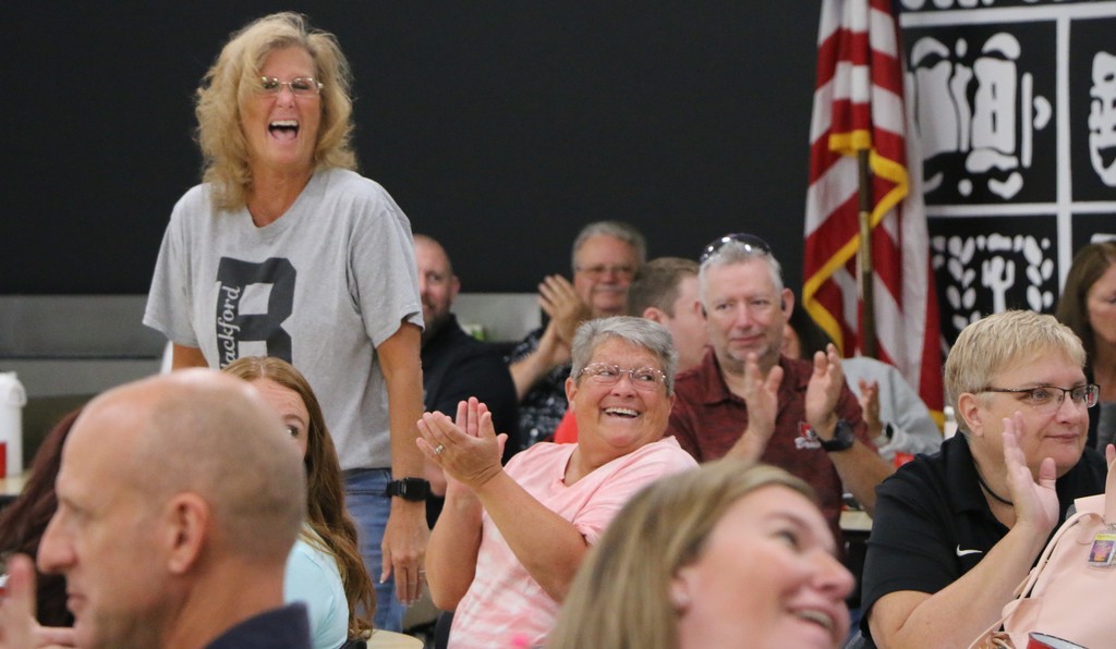 BJSHS secretary Amy Coons stands during introductions