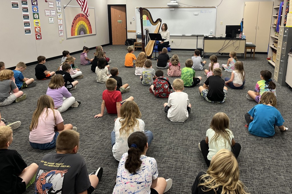 BPS students learn about the harp from Ms. Kathryn Fenstermacher