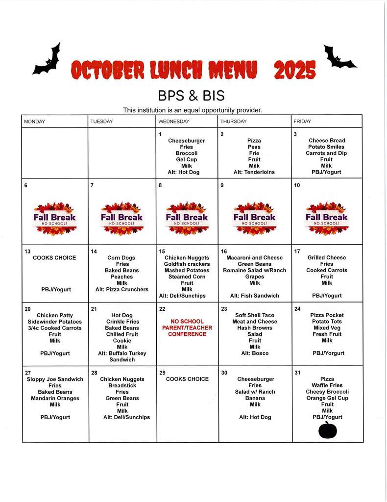 October menu