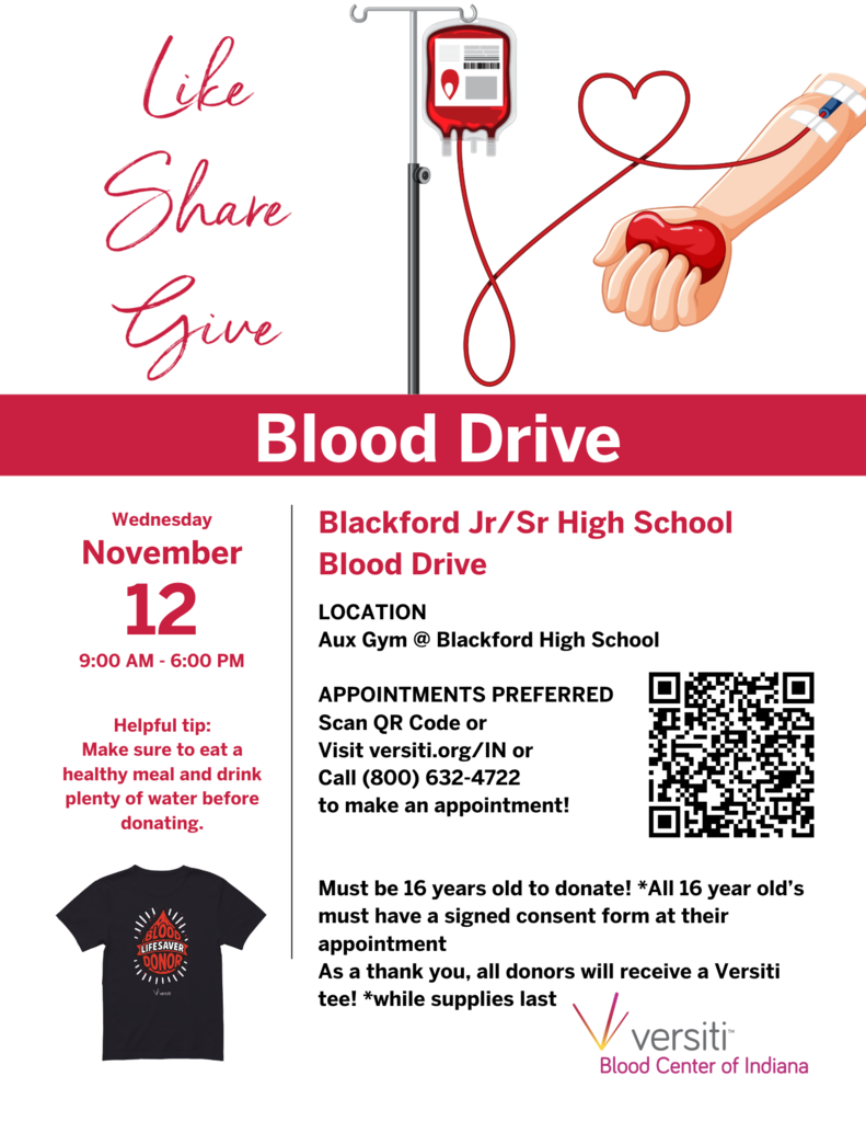 BJSHS Blood Drive - Wednesday, November 12