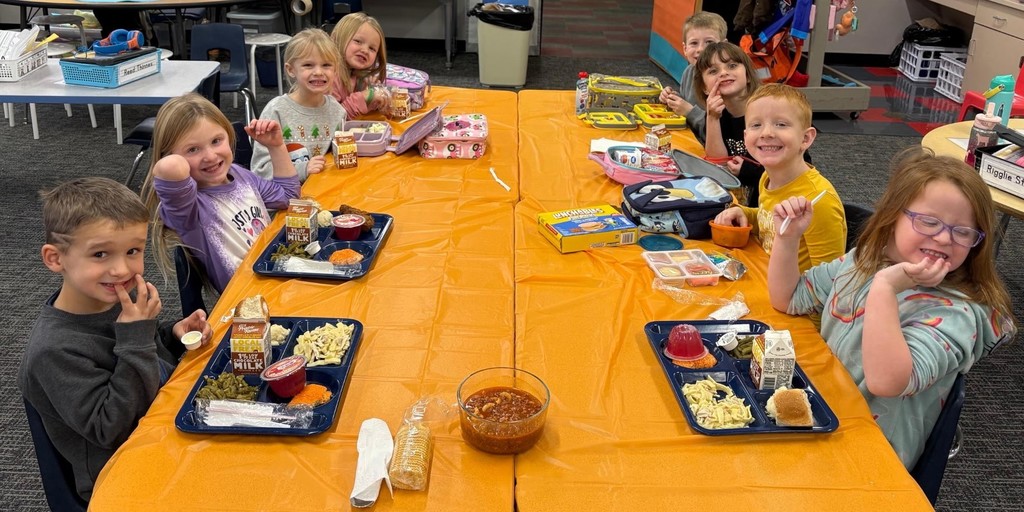 BPS Kindergarten students enjoy their Thanksgiving lunch