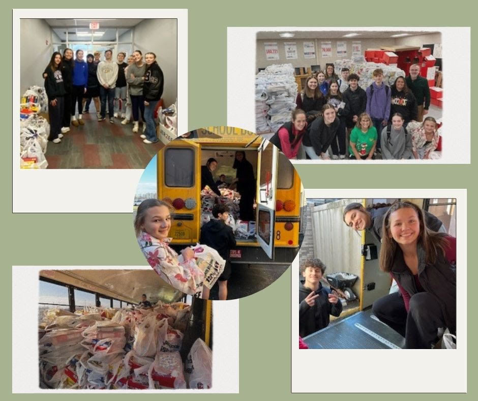 BCS students help distribute donated boxes of cereal to all BCS students