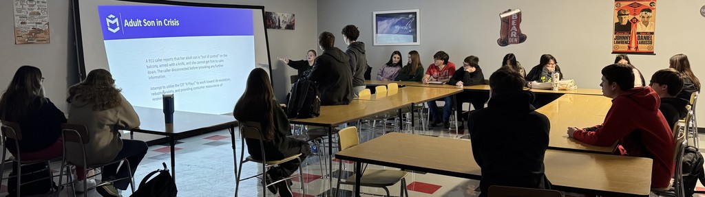 Students use a MILO simulation machine in Criminal Justice classes at BJSHS.