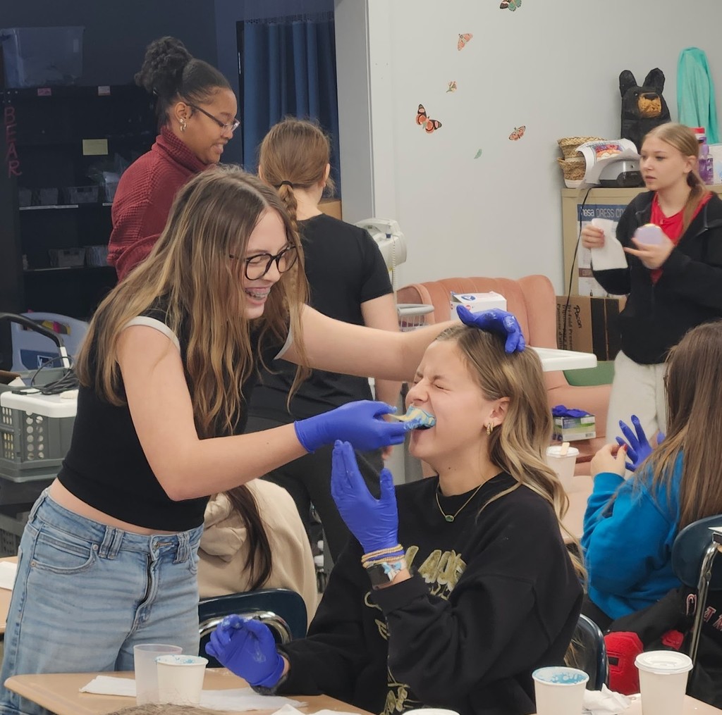 Students in the Principles of Healthcare class learn about doing dental impressions, sutures, and how to use a smart scale, as well as working on a project to help the animals at the Blackford County Animal Shelter.