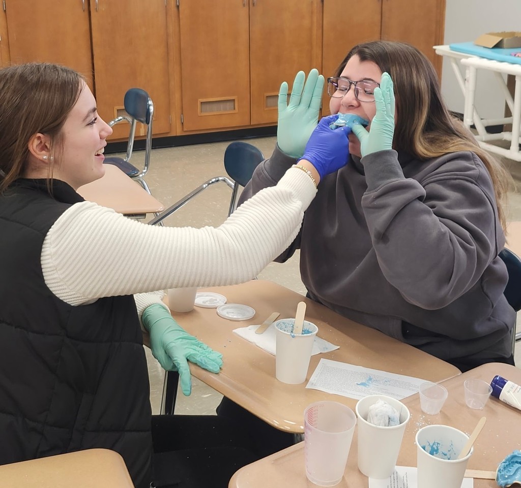 Students in the Principles of Healthcare class learn about doing dental impressions, sutures, and how to use a smart scale, as well as working on a project to help the animals at the Blackford County Animal Shelter.