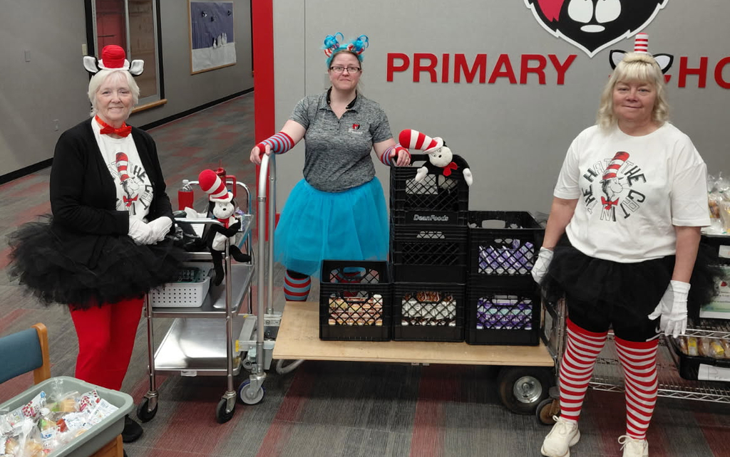 Cafeteria and custodians dress up for Dr. Seuss Week at BPS