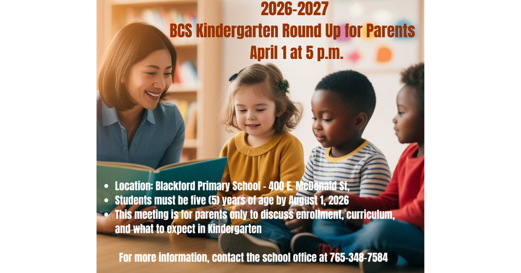 Kindergarten Round Up for Parents - April 1 at 5 p.m. at BPS