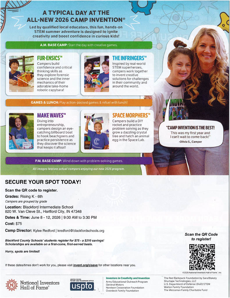 Camp Invention sign ups for the summer