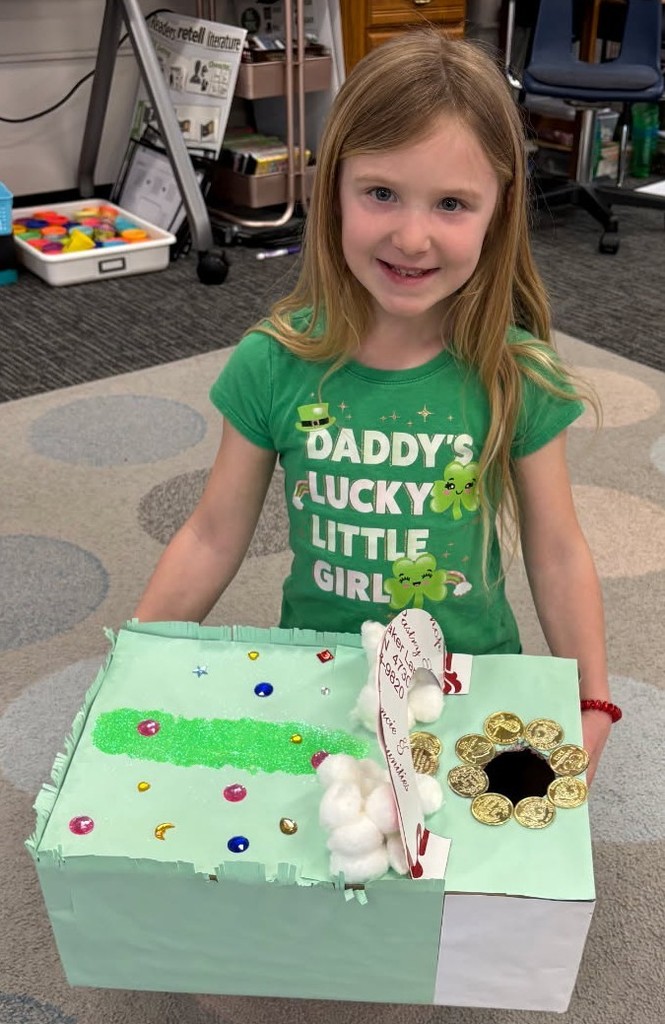 BPS Kindergarten students share the leprechaun traps they made.