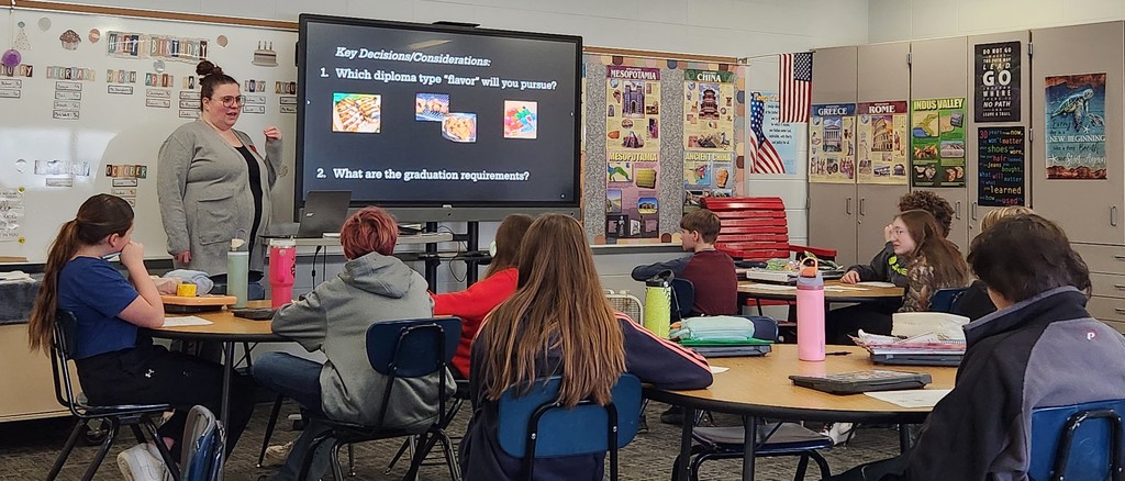 6th grade students learn about diplomas and classes for 7th grade at BJSHS 