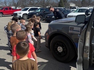 BPS Preschool students were visited by HCPD Officer Joel Allred who showed students his vehicle