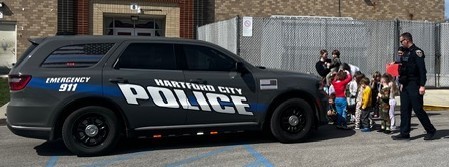 BPS Preschool students were visited by HCPD Officer Joel Allred who showed students his vehicle