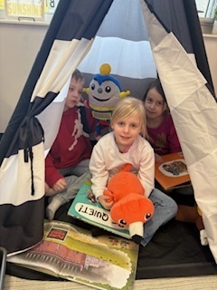 Kindergarten students have some camping fun during Camp Kindergarten!