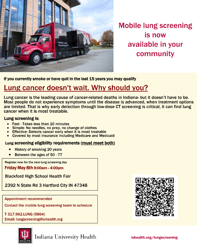 Lung screens will be available at the BJSHS Heath Fair on May 8. 