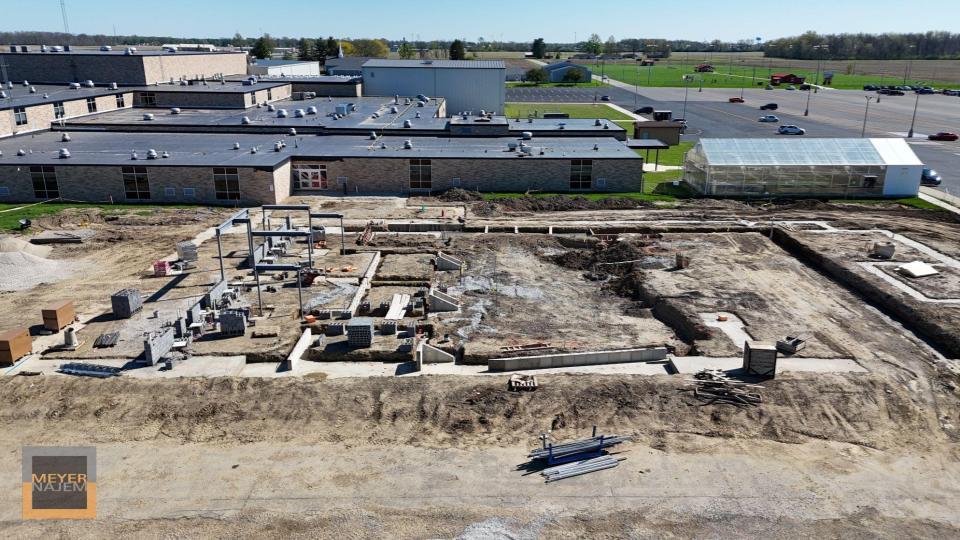 Construction continues on the BCS Performing Arts Center with groundwork and structural work currently taking place.