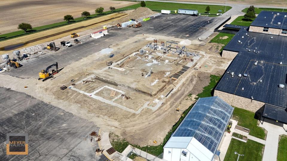 Construction continues on the BCS Performing Arts Center with groundwork and structural work currently taking place.