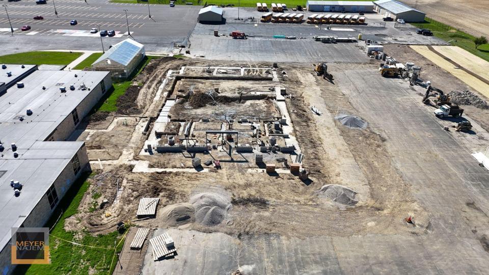 Construction continues on the BCS Performing Arts Center with groundwork and structural work currently taking place.