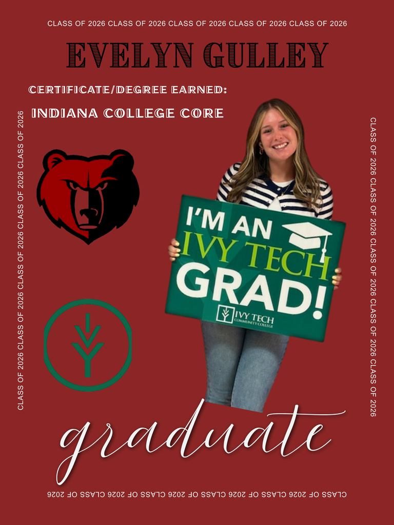 BJSHS senior Evelyn Gulley poses with her Ivy Tech graduate sign