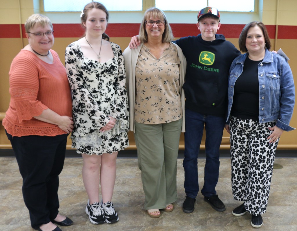 The Most Improved Students at BJSHS pose for a photo with their teachers and principal. They include (from left) Sherri McDonald, Katheryn Anderson, Kelli Ruble, Remington Mahon, and Laura Lee