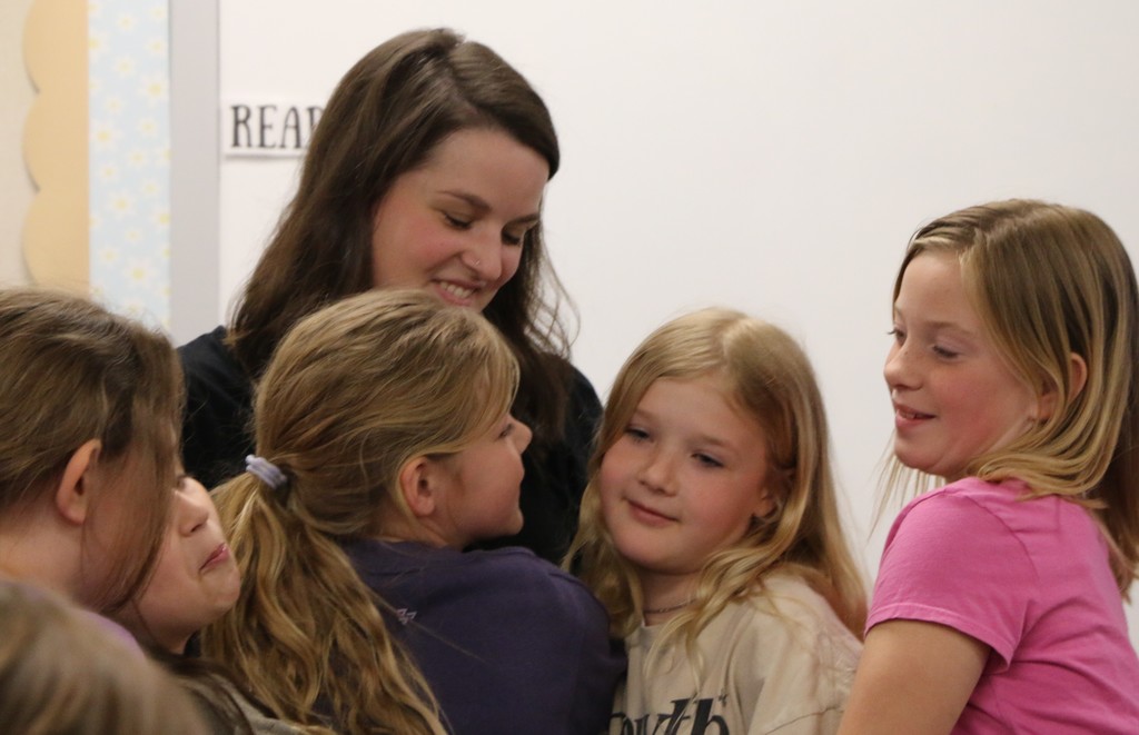Ms. Shadiow received hugs galore for being named the BIS Teacher of the Year