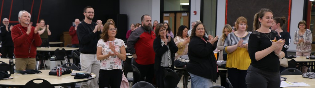 BJSHS Teacher of the Year Linda Wallace received a standing ovation from her colleagues