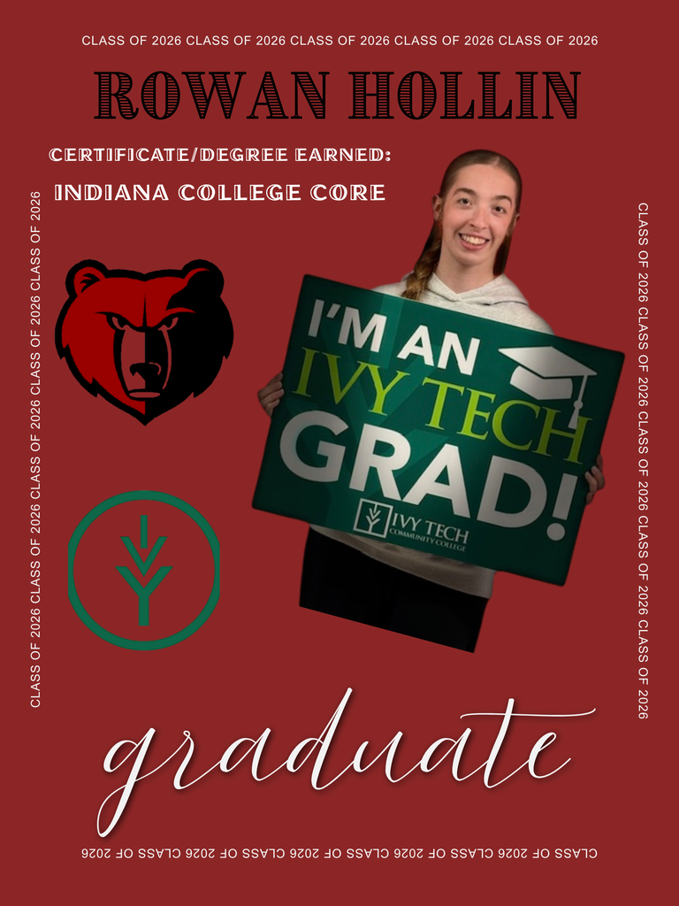 BJSHS senior Rowan Hollin stands behind her "I'm an Ivy Tech Grad" sign