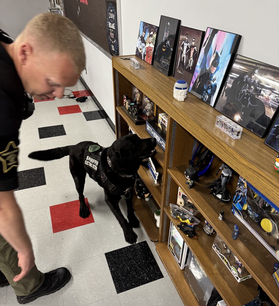 Canine officer Matt Sneed  and his canine partner Jeb were part of the lesson of Mr. Mike Jones' law enforcement classes at BJSHS