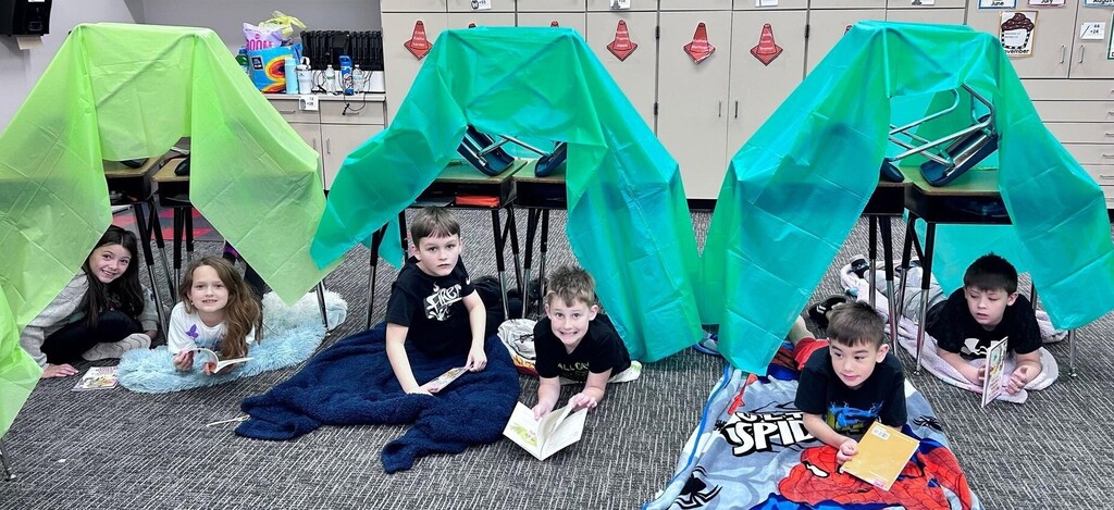 BPS 2nd graders in Mrs. Sarah Shelford's class enjoy a Classroom Camp Out