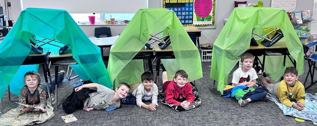 BPS 2nd graders in Mrs. Sarah Shelford's class enjoy a Classroom Camp Out