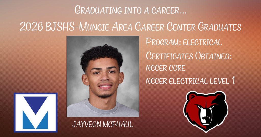 Jayveon McPhaul is celebrated for completing his studies at the Muncie Area Career Center