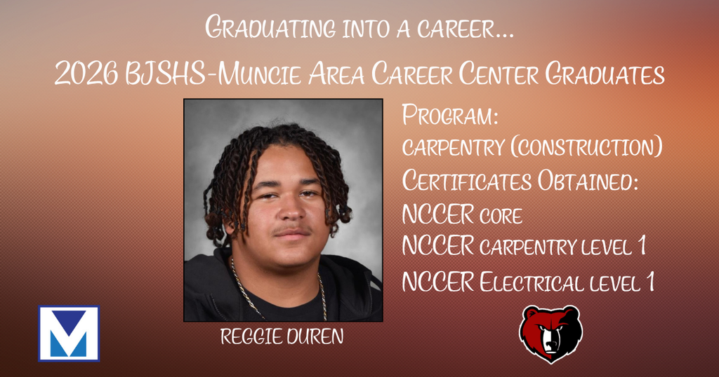BJSHS senior Reggie Duren is celebrated for his completing his studies at the Muncie Area Career Center