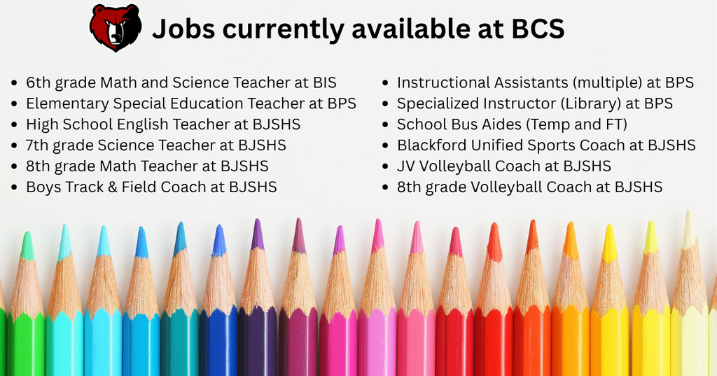 Open Jobs currently available at Blackford County Schools 