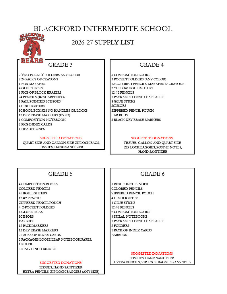 BIS Supply List
