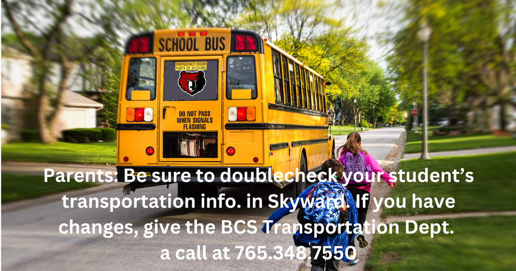 Message reminding parents to check their students Skyward accounts for transportation updates