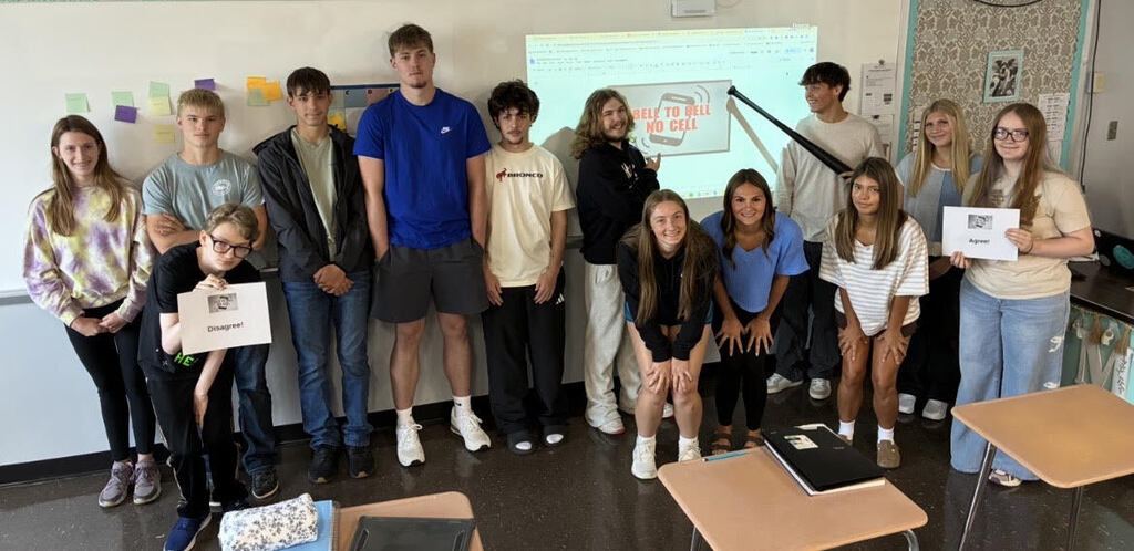 Mrs. Monica Myers' senior English class at BJSHS studied Bell to Bell No Cell law using a Socratic seminar.