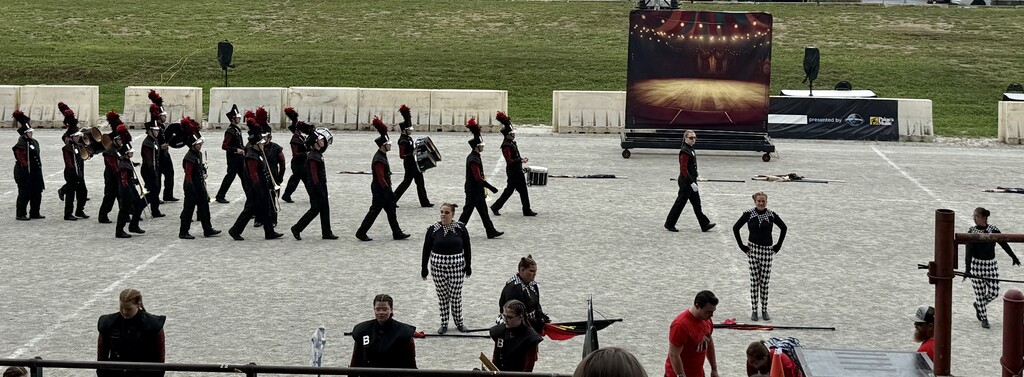 Blackford Band prepares to perform at the Indiana State Fair Marching Band Contest