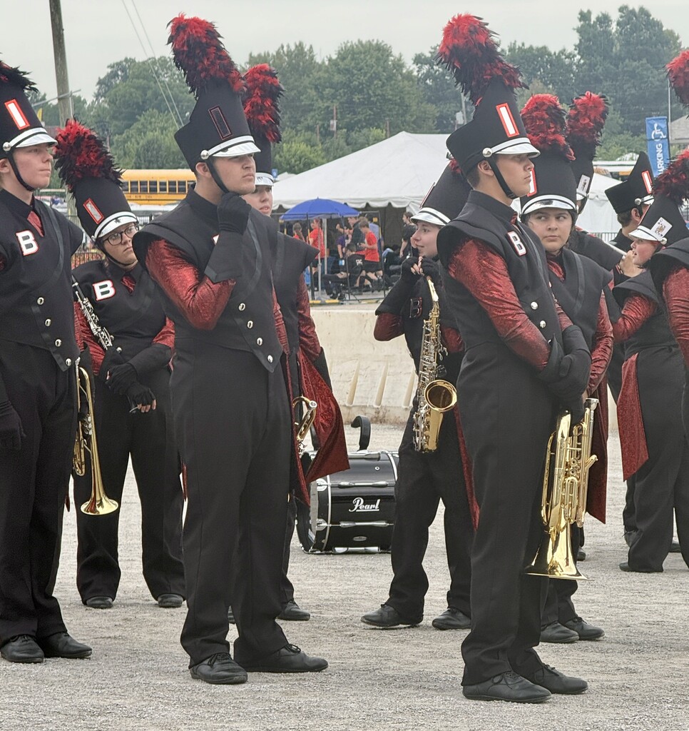 Blackford Band prepares to perform at the Indiana State Fair Marching Band Contest