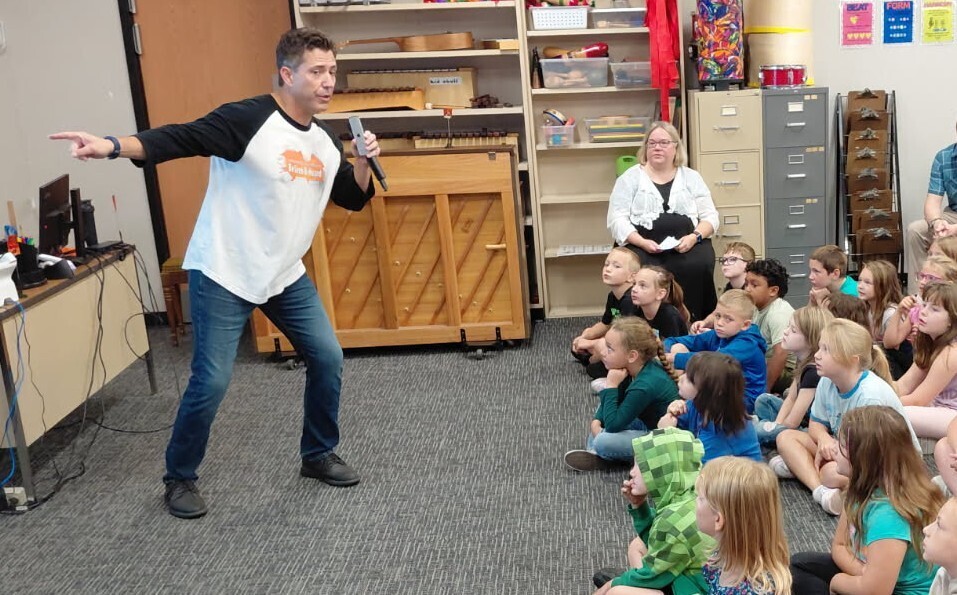 Victor Pacini delivers his "Be Seen and Heard" body safety program to students at BPS