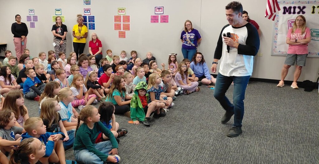 Victor Pacini delivers his "Be Seen and Heard" body safety program to students at BPS