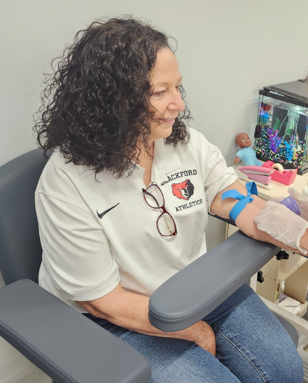 BJSHS staff allow students in the Certified Medical Assistant Program to practice their new phlebotomy skills.