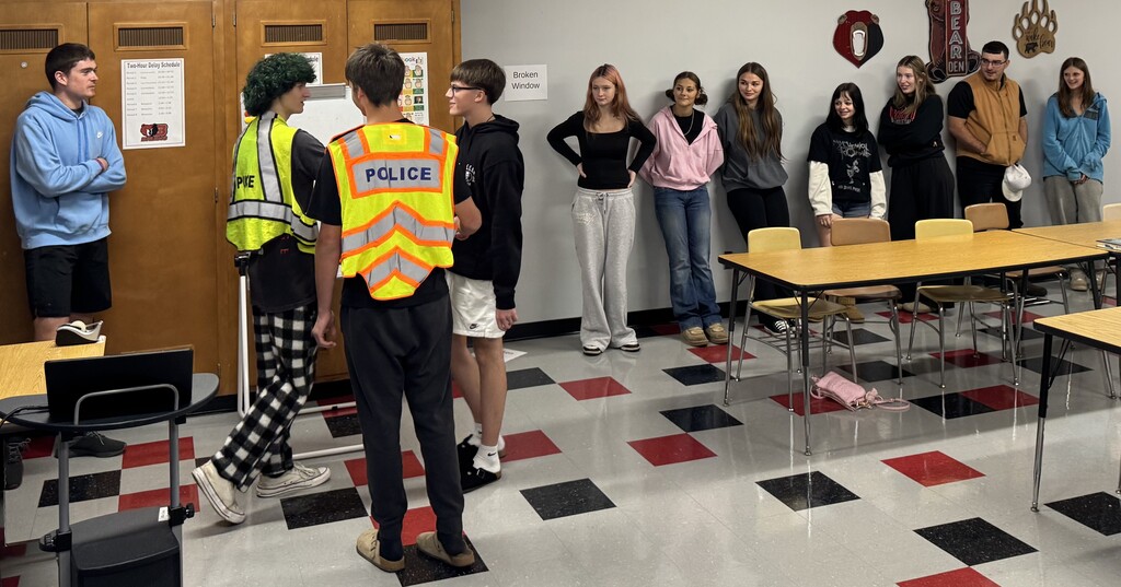 Officer Guffy visits the Criminal Justice classes at BJSHS