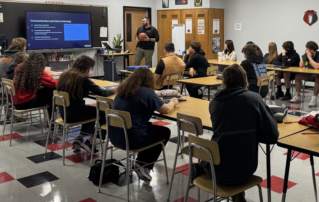Officer Guffy visits the Criminal Justice classes at BJSHS