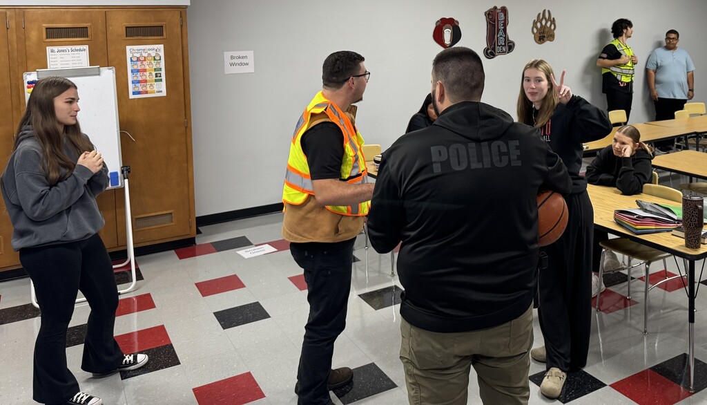 Officer Guffy visits the Criminal Justice classes at BJSHS