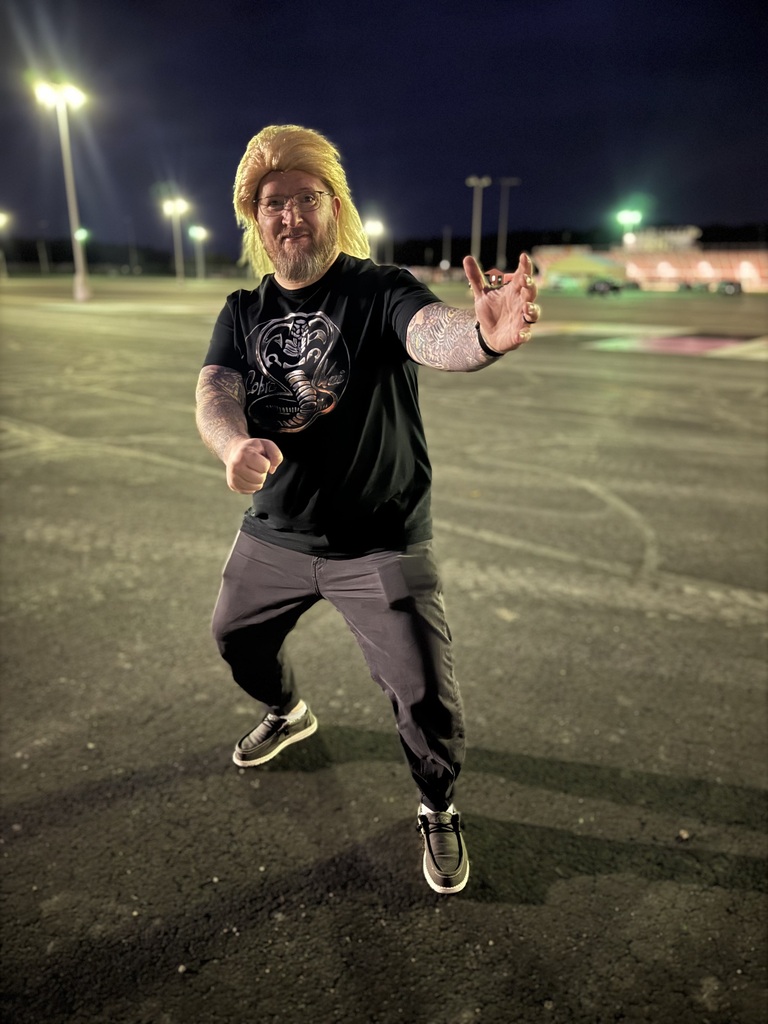 BJSHS Criminal Justice Instructor Mike Jones participates in Decades Day during Homecoming Week