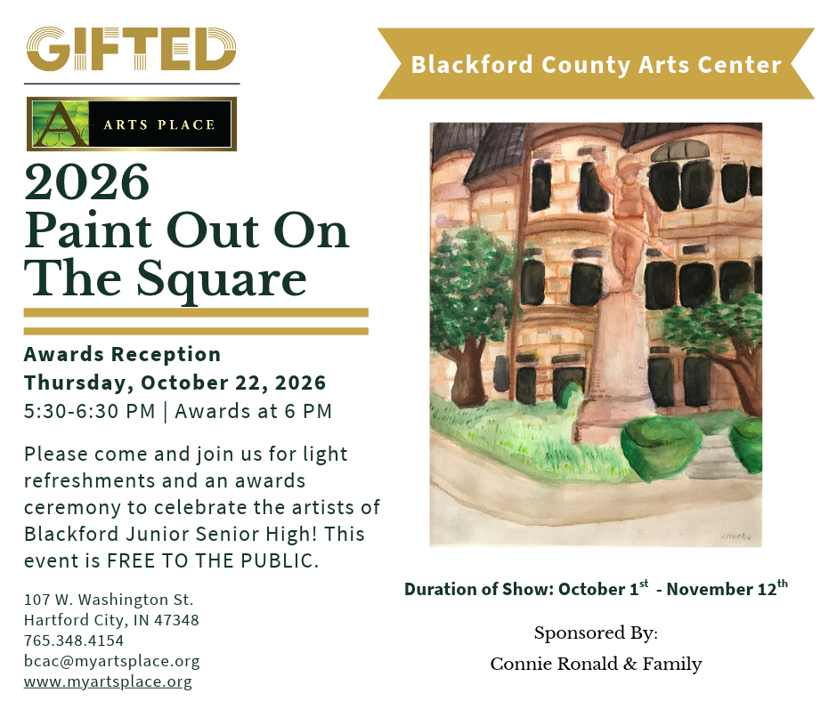 2026 Paint Out on the Square flyer announcing the Awards Reception set for Thursday, October 22 from 5:30 to 6:30 p.m.