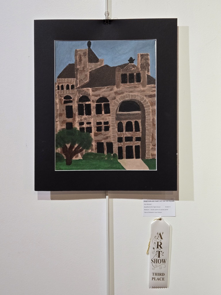 Ella Whetzel's art work "Court House" won third place during the Plein Air Paint Out on the Square exhibition